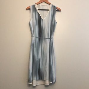 tahari blue v neck dress xs